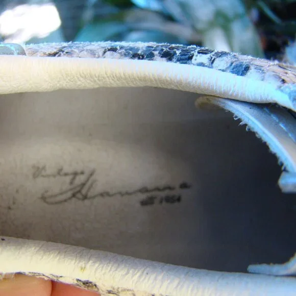 Vintage Havana Bianca gold snake white leather low top sneakers, size 7.5 - Picture 8 of 11